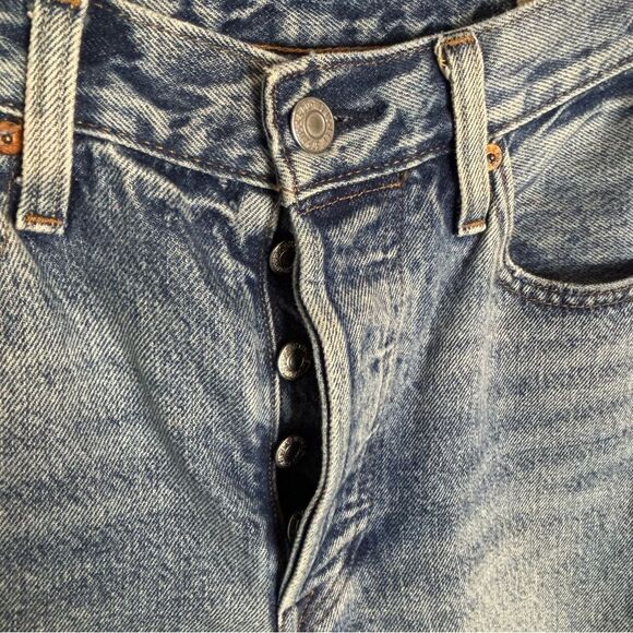 Levi's 501 S White Oak Cone Denim Skinny Jeans with Distressed Details size 26 - Picture 7 of 14